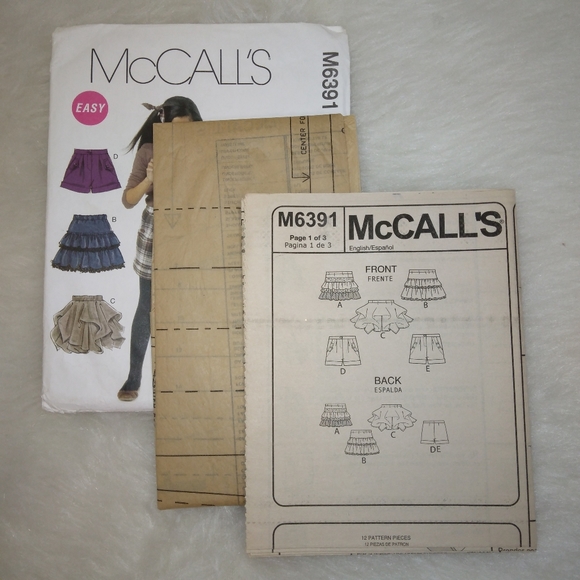 MCCALL'S M6391 Children's skirts and shorts, EASY , size 7-8-10-12-14 - Picture 3 of 5